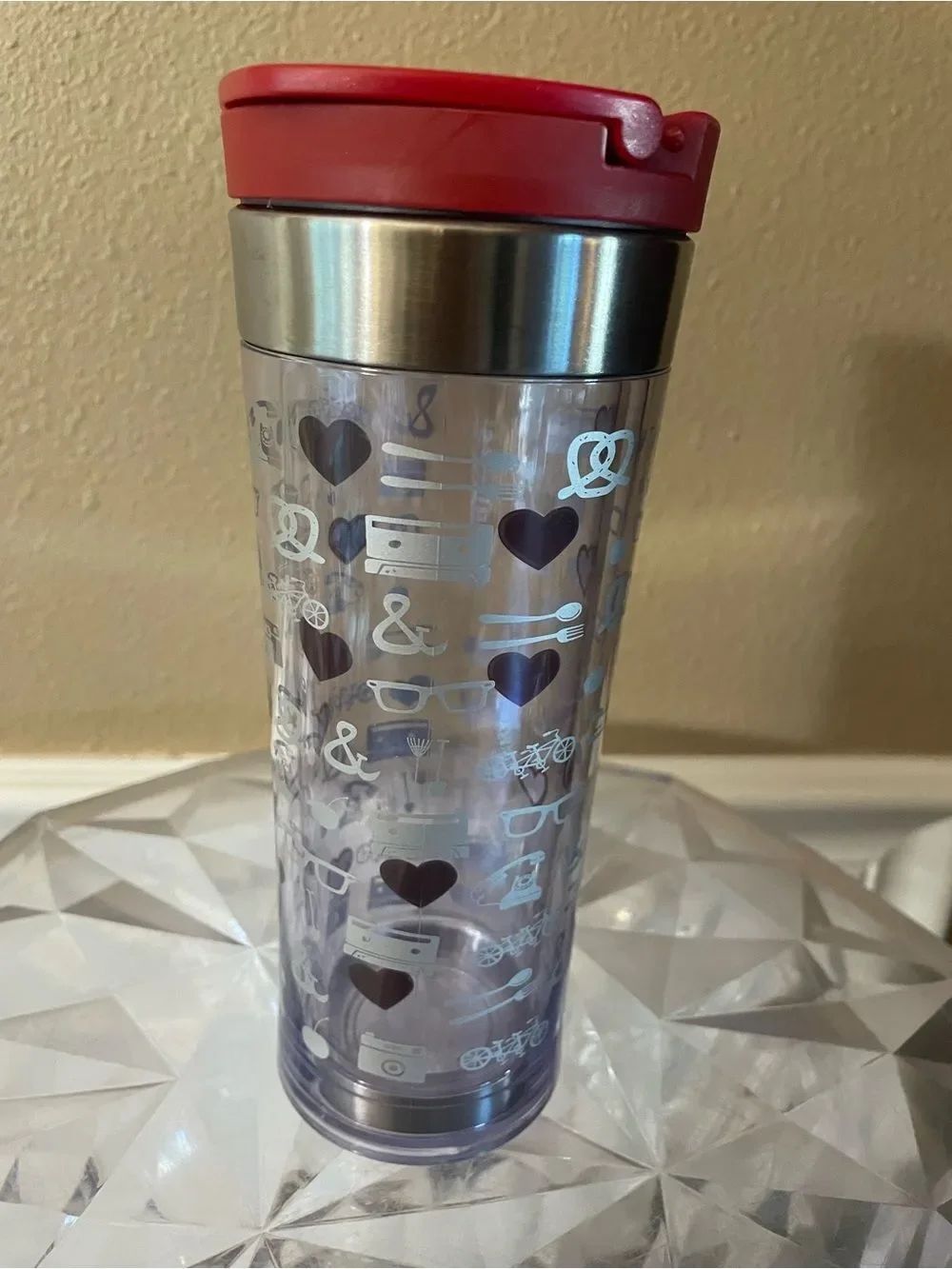 Starbucks Retro Sunglasses Juke Box Black Hearts 16 Ounce Tumbler